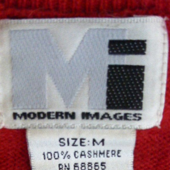 MODERN IMAGES red crewneck cashmere sweater M - Picture 5 of 5